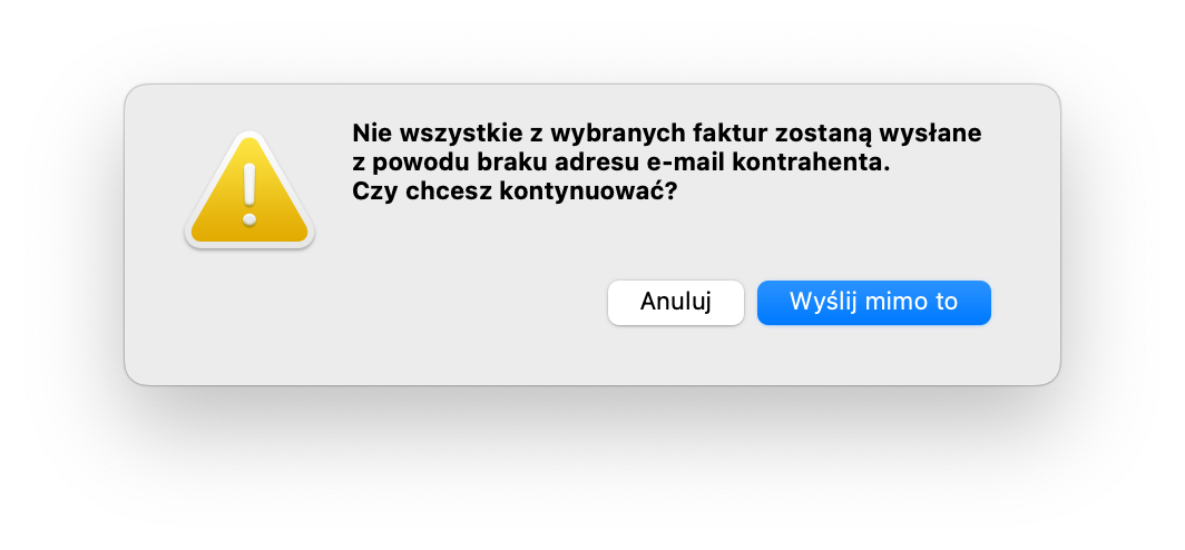 Brak adresu email dla niektórych faktur