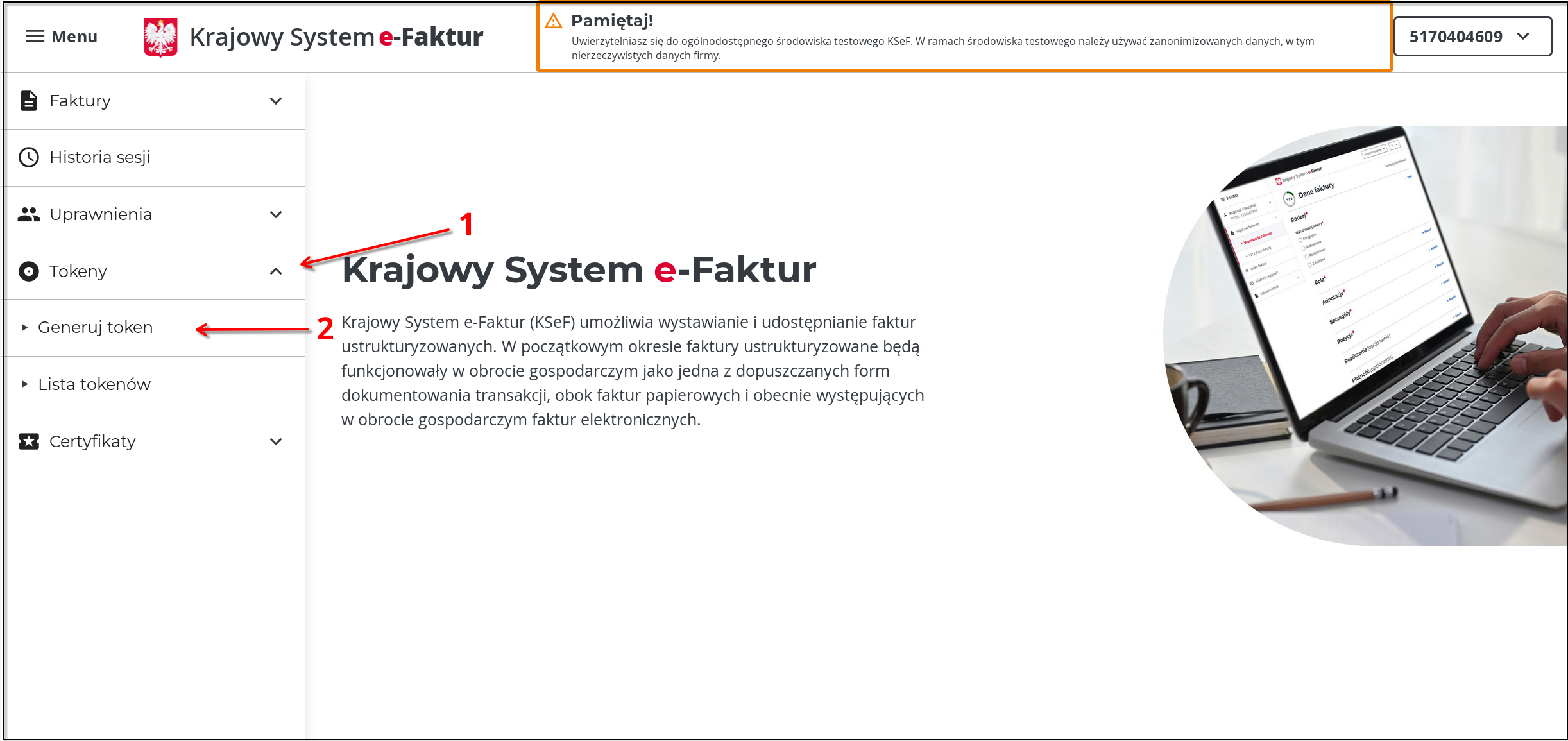 Generowanie tokenu KSeF 1