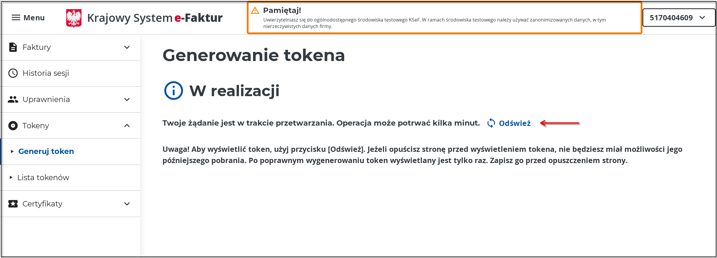 Generowanie tokenu KSeF 3