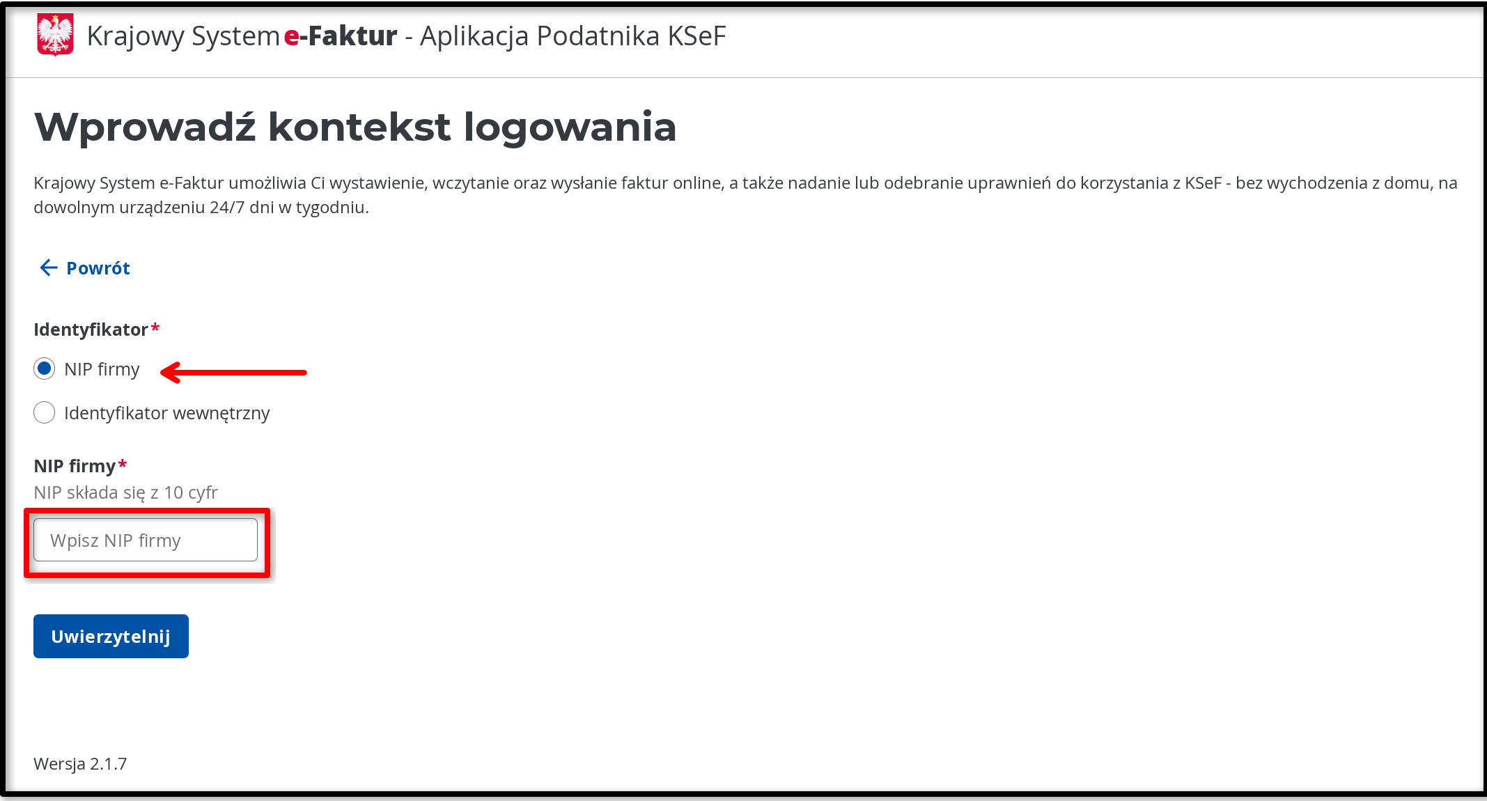 Kontekst logowania