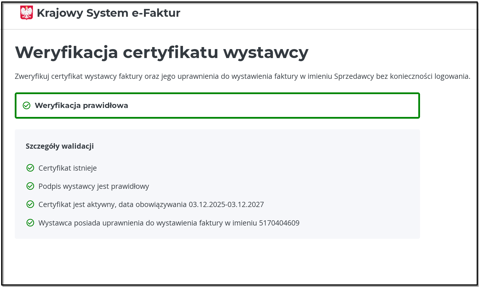 Weryfikacja certyfikatu