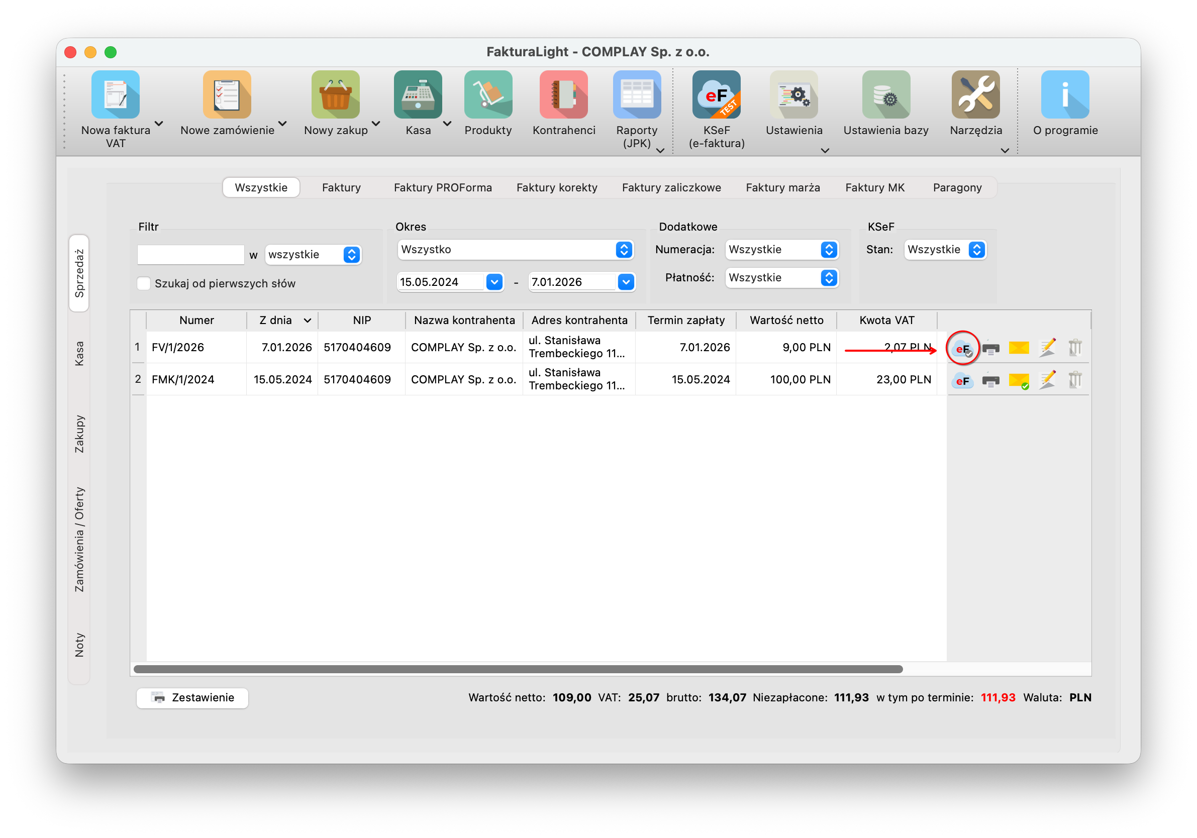 Oznaczenie faktur offline