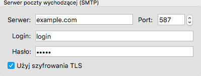 Dane serwera SMTP